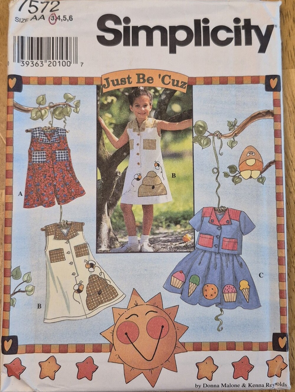 Simplicity Sewing Pattern 7572 Dress Jumper Sz 3 4 5 & 6